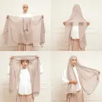 Hijaberies - Lily Pashmina 2in1 Inner Premium (Ivory) | Hijab Pashmina Instan dengan Fitur Inner